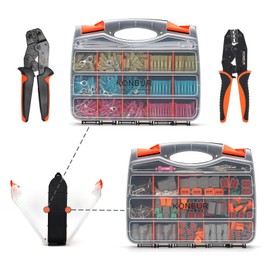 KONBUR DT Deutsch Connector Kit, 2 3 4 6 8 Pin Grey Waterproof Electrical Connector w/Heat Shrink Wire Connectors, Wire Crimper Stripper Pin Socket Removal Tool for Automotive Motorcycle Truck Marine