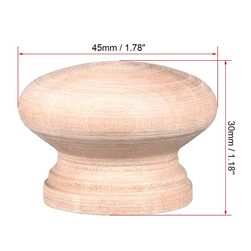 sourcing map Round Wood Knobs,10Pcs 45mm Dia Cabinet Furniture Kitchen