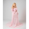 Saslax Soft Stretchy Lace Maternity Dress for Photoshoot Doubly Split