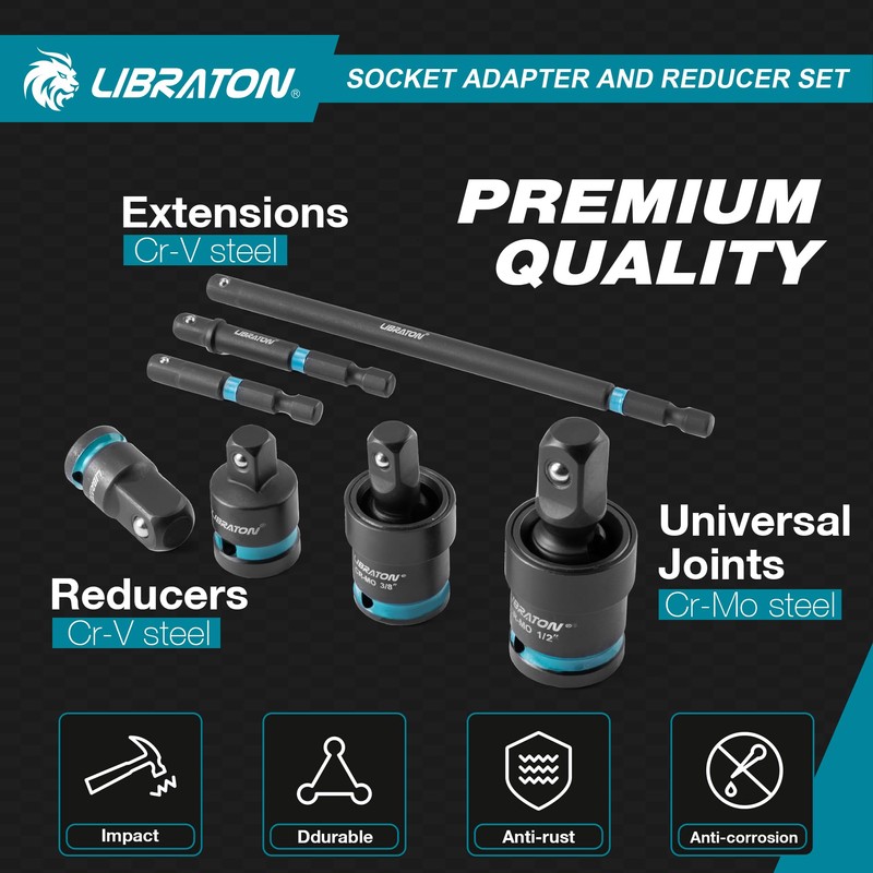 LIBRATON 20PCS Socket Adapter and Reducer Set, Impact Socket Adapters,