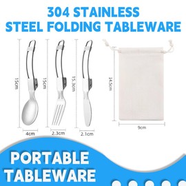 COYUN 3 Stück Klappgabeln und Löffelset,Campingbesteck,Messer Gabel Löffel Set Outdoor,Campingbesteck Klappbar,Camping Besteckset,Campingbesteck für Outdoor, Picknick, Reisen, Spülmaschinenfest