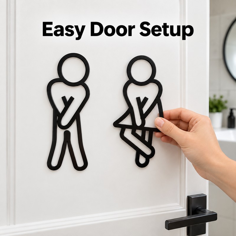 Funny Restroom Door Sign for Bathroom – 2D Acrylic Decorative