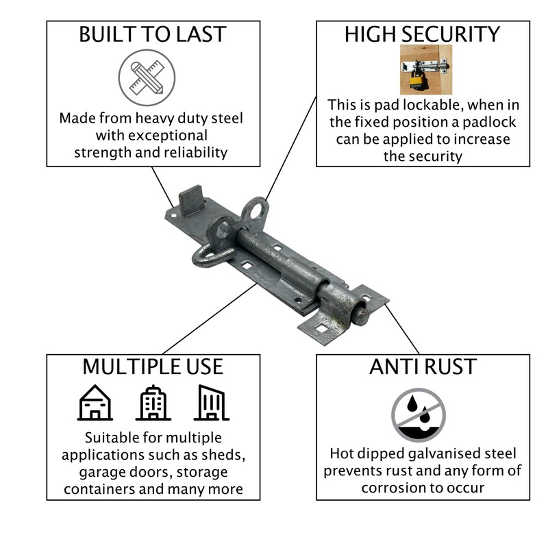 Lockable Sliding Bolt | Brenton Pad Bolt | 150mm /