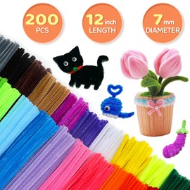 GAGANIU 200pcs Pipe Cleaners, Pipe Cleaners for crafts, Craft Supplies Chenille Stems for Art&Craft Christmas DIY projects(12inch*6mm,Brown)