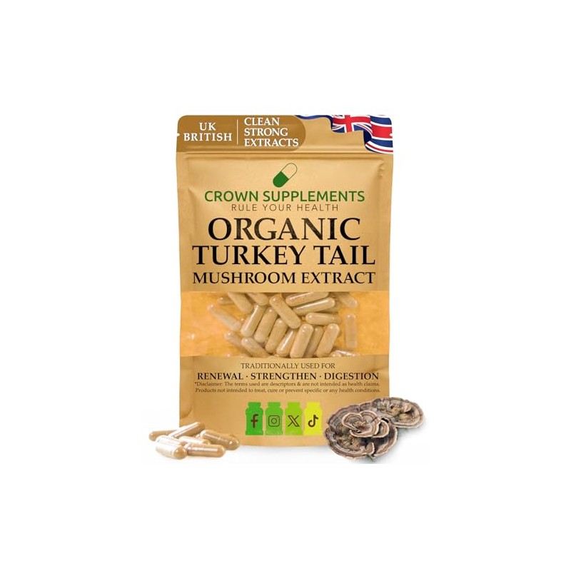HPMC Organic Turkkey Tails Capsules 600mg UK British Made Fruiting
