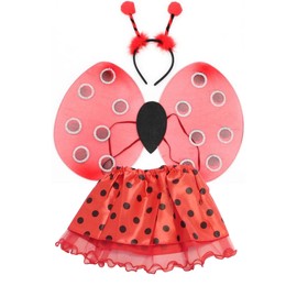 Topkids Accessories Tutu and Animal Headband Costumes for Kids, Girls Dressing Up Costumes, Fancy Dress, Toddler Dress Up, Dragon Costume, Devil Costume, Ladybird Costume (Ladybug Tutu)