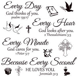 Bible Verse Wall Stickers Inspirational Quote Motivational Scripture Sticker Peel and Stick Wall Decals Religious for Living Room Family Home Bedroom Decor