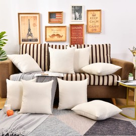 WANZELONYO Throw Pillow Covers Bulk Linen Blank Couch Cushion Pillow Case for Vinyl Sublimation HTV Ironing Craft Embroider Decoration 18 x 18 Inch Beige Set of 8