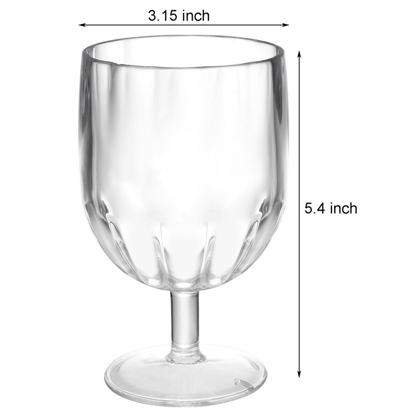 Suwimut Set of 8 Unbreakable Plastic Wine Glasses, 12 oz