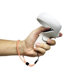 Improved Replacement Reflective Wrist Straps for Oculus Quest 2 Gen Controller, Sturdy Comfy Adjustable Hand Strap for Oculus, Easy Attach White Resin Stopper for Oculus Controllers Orange