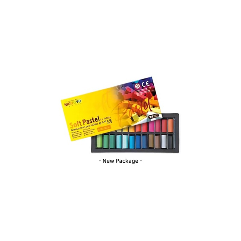 Mungyo Non-Toxic Square Soft Pastel Set - 24 Vivid Colors,