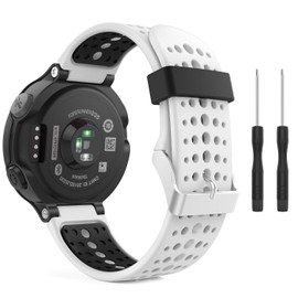 MoKo Armband Kompatibel mit Garmin Forerunner 235/235 Lite/220/230/620/630/735XT, Silikon Ersatz Uhrenarmband Einstellbar Sportarmband Wechselarmband, Weiß/Schwarz