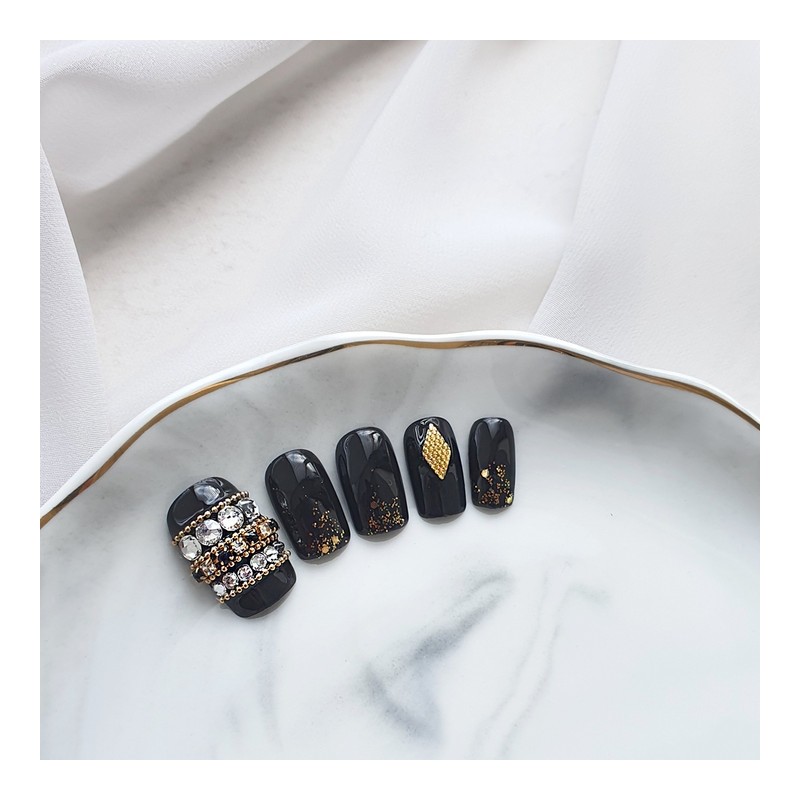 Full chain stone handmade nail tip - Ballerina L /