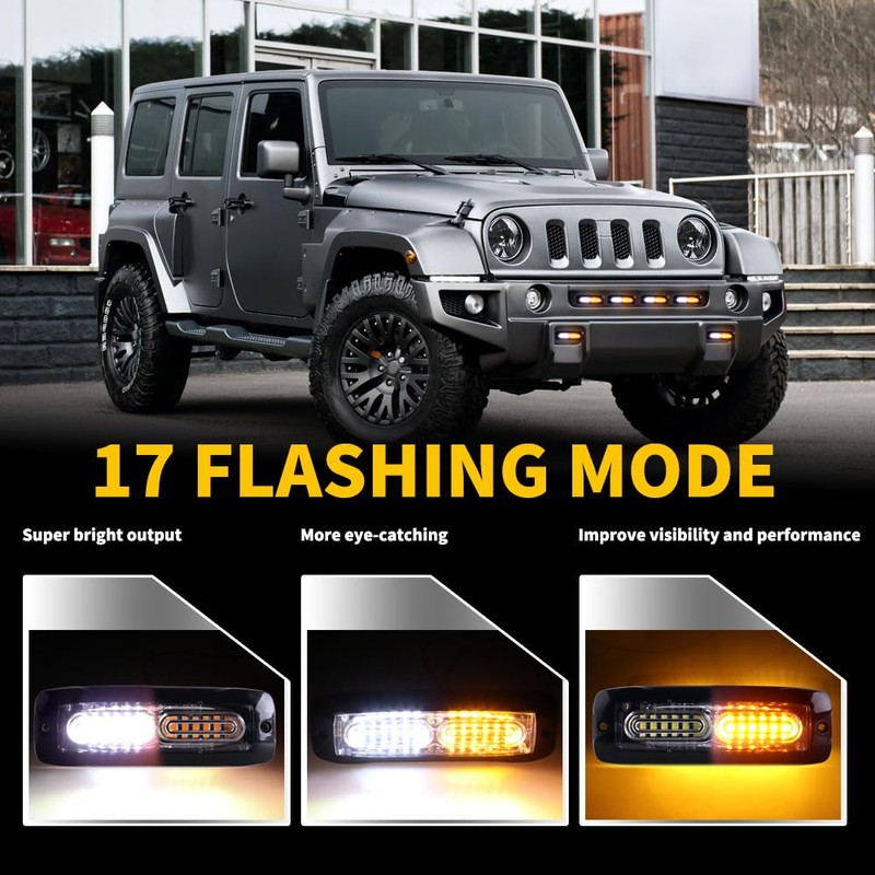 Nrgedzam 4pcs Emergency Strobe Lights Sync Feature Warning Flashing Lights