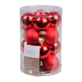 Pack of 16 Christmas Decorations, Christmas Baubles, Glass, 35 mm
