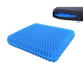 ゲルクッション クッション 無重力 座布団 通気性 冷感 体圧分散 高反発 やわらかい 腰痛対策 疲れにくい 人間工学設計 四季通用 自動車 デスク 椅子などに適用（ライトブルー 42×37×3.5cm）