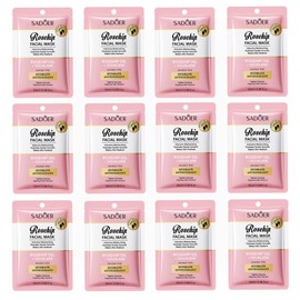 Rosehip Facial Mask with Squalane, Moisturising Sheet Masks, 12 Pack