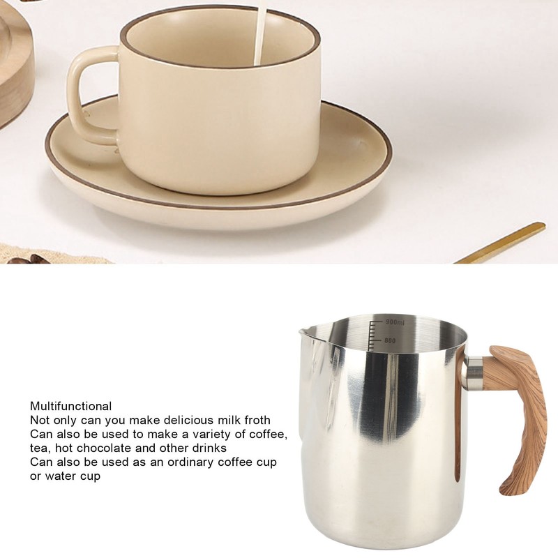 Milk Frothing Cup Inner Scale 304 Stainless Steel Dripless Spout