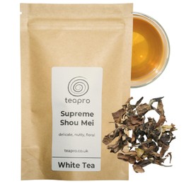 Teapro Supreme Shou Mei White Tea 60g | Longevity Eyebrow White Loose Leaf Tea | Premium Chinese Tea