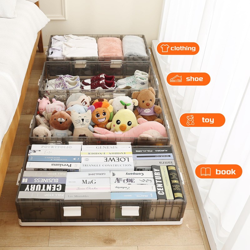 Jmudren 2-Pack Under Bed Storage Containers with Wheels - Stackable,