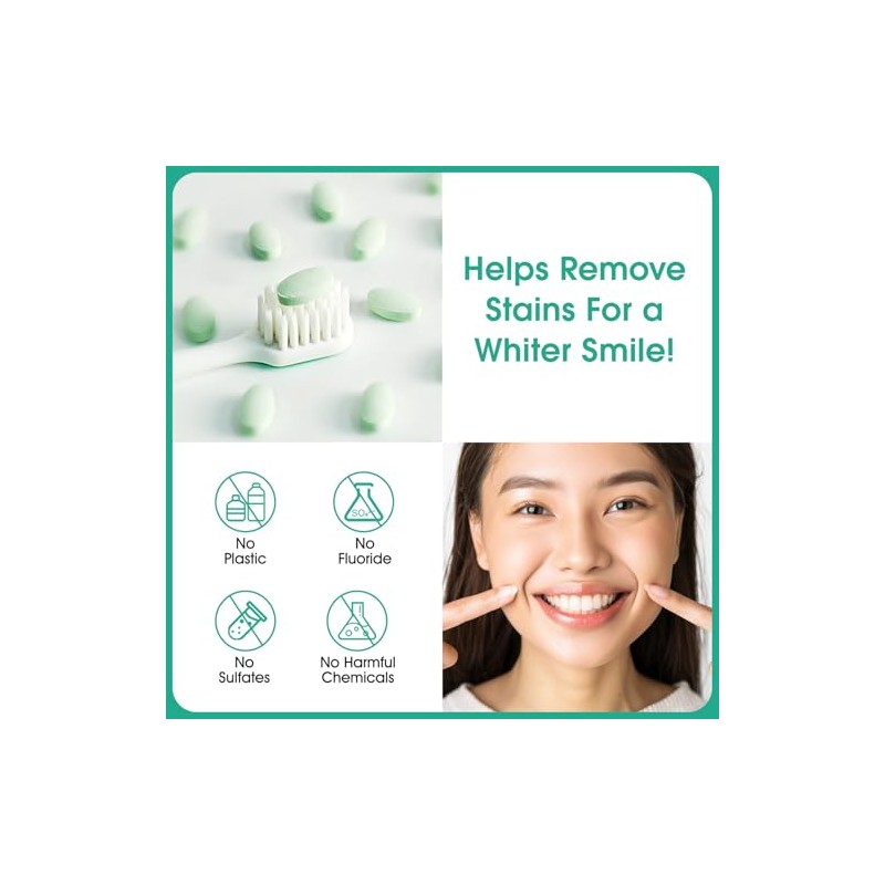 150 Tablets Chewable Toothpaste Tablets, Sensitive Toothpaste Tablets Peppermint Flavored