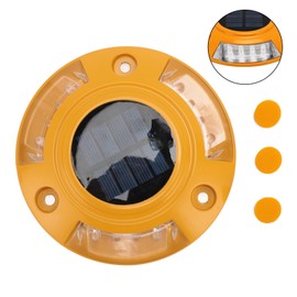 Solar Road Stud Light IP68 Waterproof Automatic Aluminum Alloy LED Dock Lamp for Ground Deck Pathway 1.8W 6V White Lamp