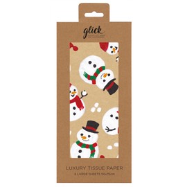 Glick Four Sheets Christmas Tissue Paper, Christmas Silly Snowmen Tissue Paper, Tissue Paper for Wrapping at Christmas, Xmas Tissue (Four Sheets), Golden