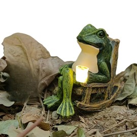 YCFbing Miniature Frog Garden Statue Fairy Fairy Garden Decor Outdoor Figurine Light Frog Lawn Ornament for Housewarming Gift for Women Mom (frog2)