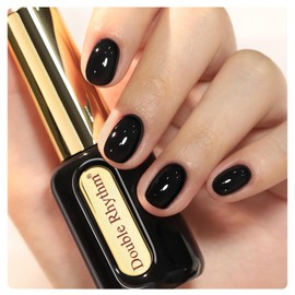 Double Rhythm 0.50 OZ Gel Polish Hema Free Same Color Same Bottle Golden Round Translucent Neutral Natural Milky 15 ML Jelly UV Polish Art DIY at Home (Black-C1015)