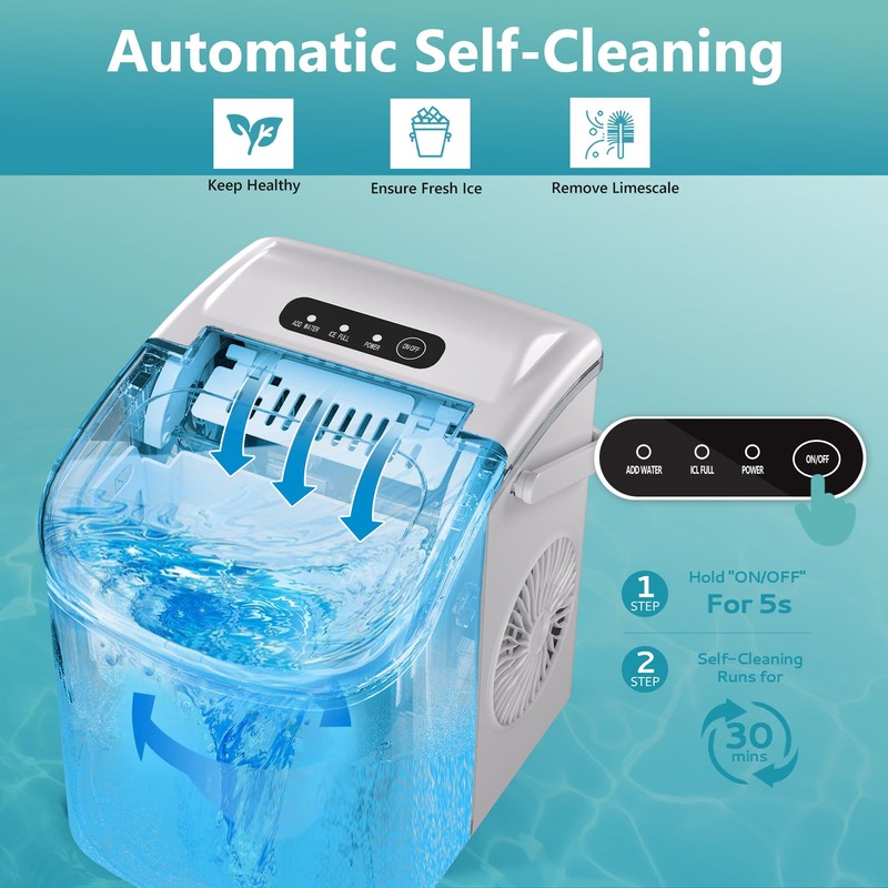 EUHOMY Countertop Ice Maker Machine with Handle, 26lbs Per Day,