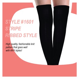 BASICO Women Ladies' Cotton Over Knee Socks,Thigh High Socks (2pk 1601 Black)