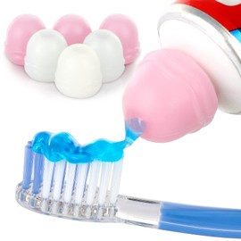 Self-Closing Toothpaste Caps,5 Pcs Toothpaste Squeezers Cap Keeps Toothpaste No Mess or Waste,Simple and Practical for Every Home (Pink)