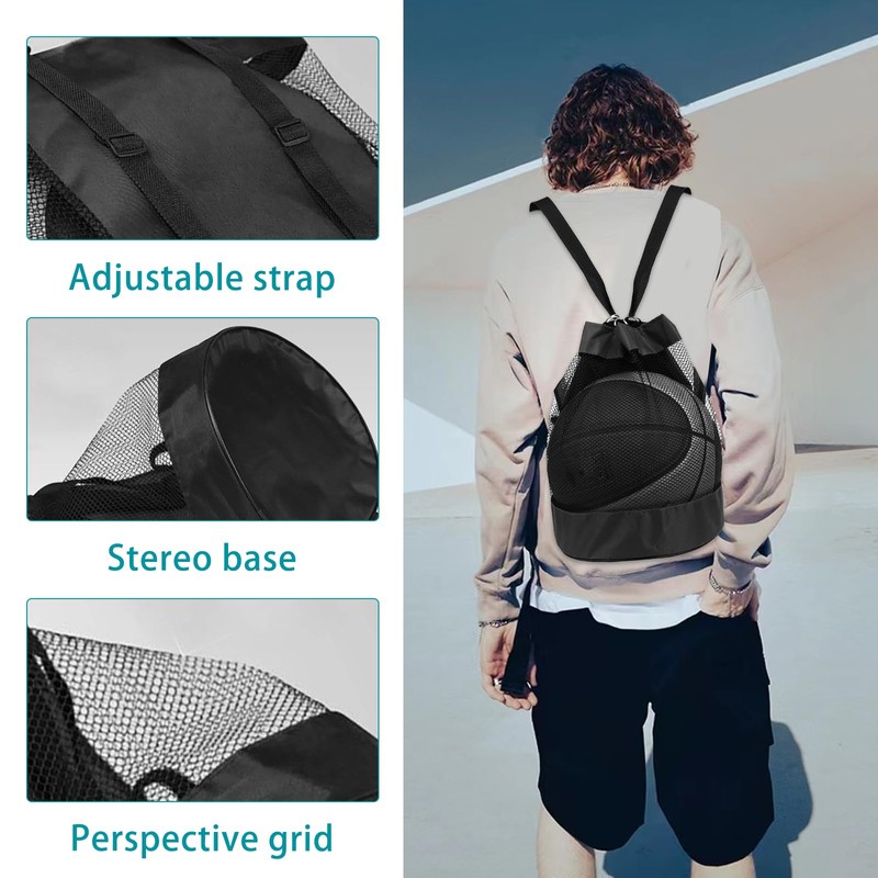 DHSWNNG Pack of 2 Basketball Bag, Ball Net 1 Ball,