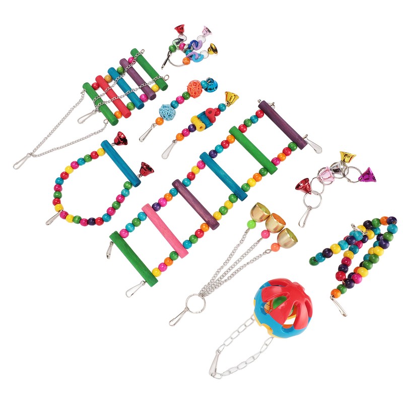 Bird Toy Set Colorful Boredom Relief Chewing Climbing Parrot Swing