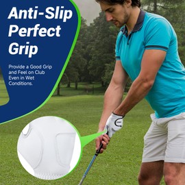 OZERO Golf Gloves Men: Sheepskin FusiouFit Breathable Comfortable Mens Golf Glove with Good Grip and Perforations for Hot and Humid Weather-Left Hand