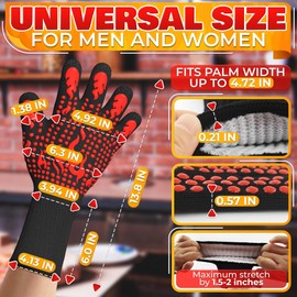 bogo Brands BBQ Grill Gloves 1472 F Heat Resistant Gloves - Aramid Grilling Gloves Heat Resistant BBQ Gloves Heat Resistant Cooking Gloves Grill Gloves for Outdoor Grill -Kitchen Gloves for Cooking Oven Gloves