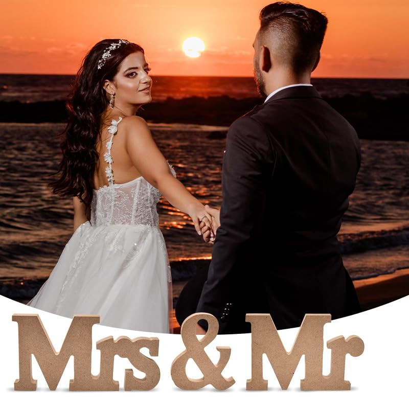 Mr and Mrs Signs Wedding Table Decorations for Bride and