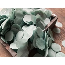 InsideMyNest Stone Green Sage Gray Round Circle Biodegradable Confetti Mix Eco Friendly (75g/2.5oz/1 Litre)