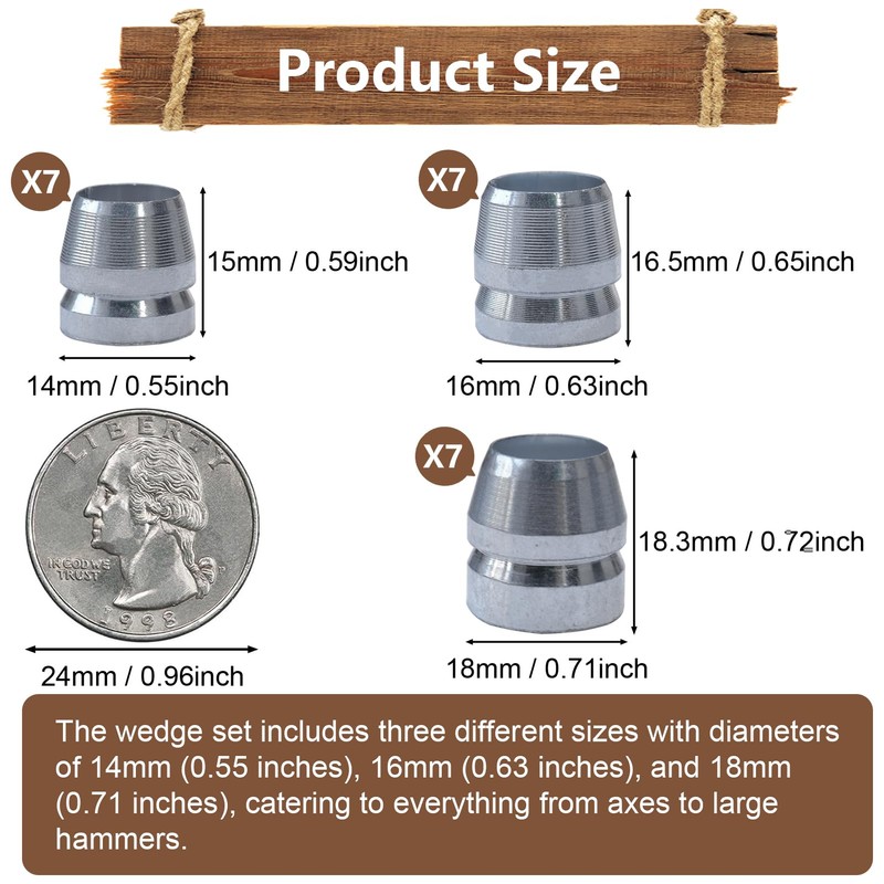 21 PCS Round Axe Handle Wedge Safety Handle Metal Wedge