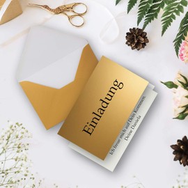 FarbenFroh 10 x Folding Card Set DIN A6/C6 with Envelopes in Gold - Includes Insert - 14.8 x 10.5 cm - Premium Quality