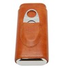 Cigar Case 3 Finger Cedar Wood Lining Portable Faux Leather