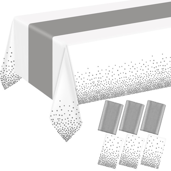 ZHOMA 6 Pack Rectangle Plastic Dot Tablecloth Set, 54 X