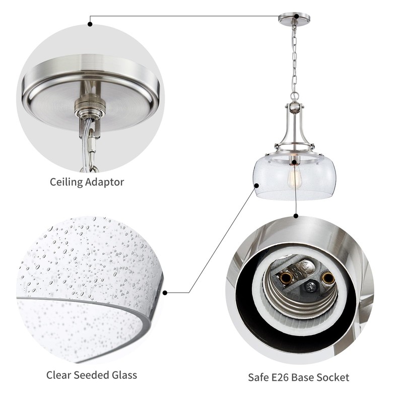 WUZUPS Chandelier Rustic Farmhouse Industrial Round Ceiling Pendant LED Light