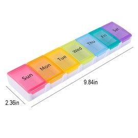 JDYYICZ 1 Pack Pill Box Weekly Pill Organizer, 7 Days One-Time-A-Day, Easy to Open Lids, Pop Up Compartments, Portable for Travels