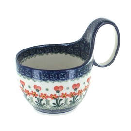 Blue Rose Polish Pottery Peach Posy Soup Mug