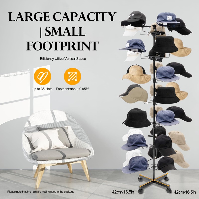 Cbhfmljd Floor Stand 7 Tier 35 Hats Rotating Hat Display