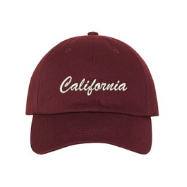 California Baseball Cap- West Coast Dad Hat -Unisex (Burgundy)