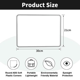 KIPTVO Dry Erase Whiteboard, A4 Size Small Double Sided White Boards, Desk Whiteboard, Whiteboard and Pens, with Dry Erase Pens, Eraser, for School Home Office Classroom Kids Children Students Drawing