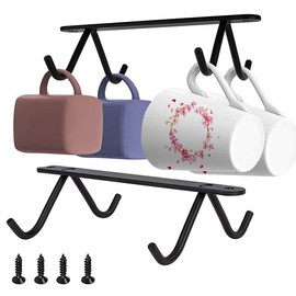 Pack of 2 Coffee Cups, Metal Cup Holder, Coffee Cup Holder Hooks, for 8 Cups Under the Cupboard Shelf Cups, Cups, Storage for Cups, Coffee Cups, Holder, Kitchen Appliances