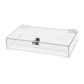 Marketing Holders Acrylic Locking Display Case with Keys 12" x 7.75" x 2.38" Clear Countertop Tray